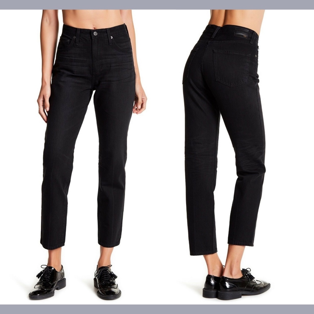 NWT $208 AG Phoebe High‎ Waist Tapered Leg Jeans in Black [SZ 23 ]